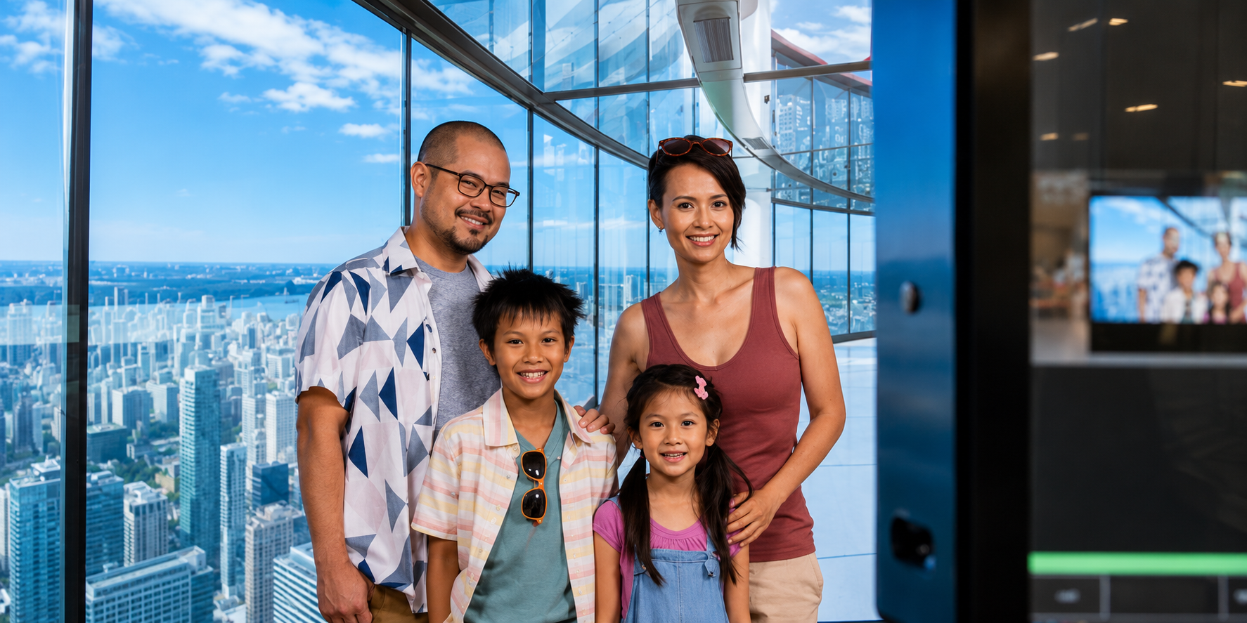 Digital Attractions team photographing a family